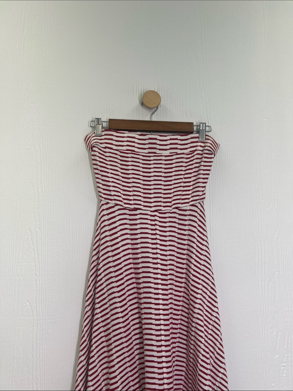 Anthropologie - Maeve Caleta Strapless Red And White Stripe Midi Dress Size SM - Picture 8 of 12